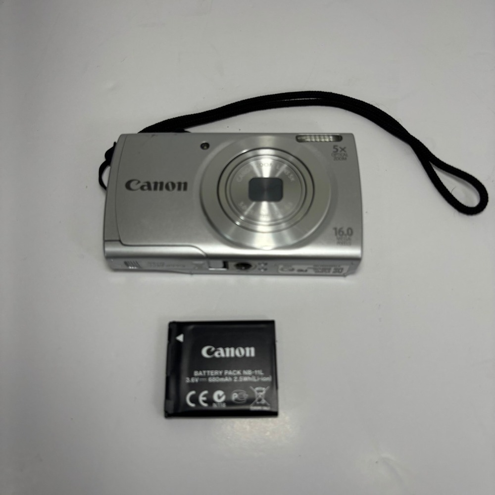 Canon PowerShot A2500 Digital Camera Silver 16.0MP 5x Zoom w/ Battery TESTED
